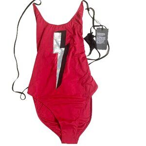 CHASER Tasseled Back Tie High Cut One Piece Swimsuit